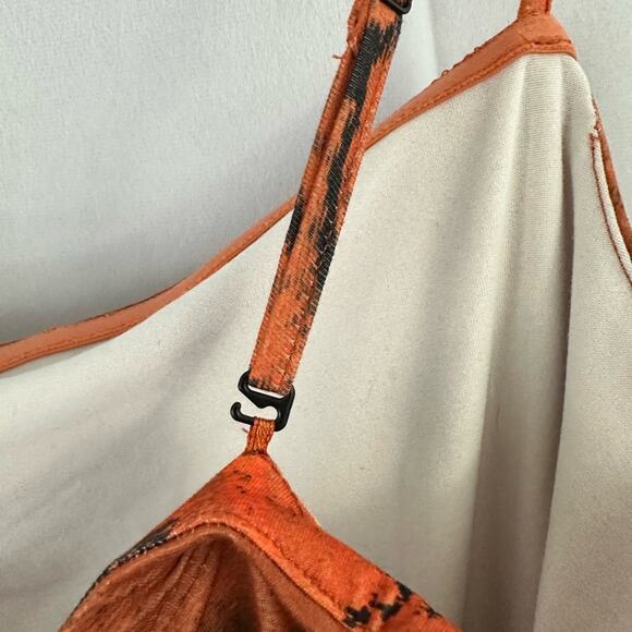 Urban Outfitters Solana Palm Tree Printed Split-Hem Midi Dress in Orange Size L - Picture 8 of 10